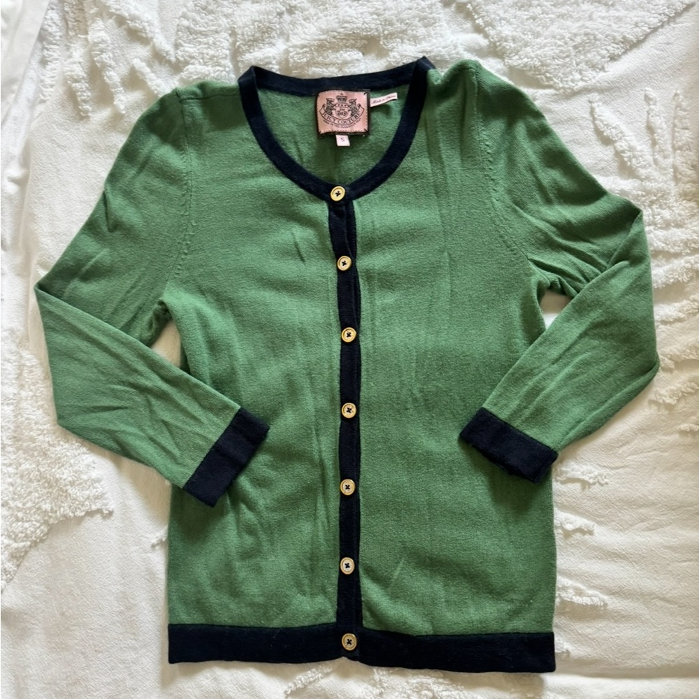 Juicy Couture Green Cardigan with Black Trim + Skirt